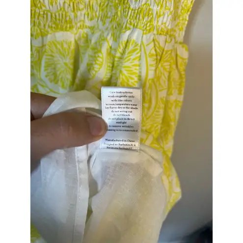 NWT Kathleen Maeve X Victoria Dunn Women Sundress Smocked Top Beachy Lemons sz L Yellow Size L