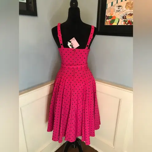 NWT Vixen by Micheline Pitt Hot Pink Polka Dot Maneater Swing Dress Sz M Size M