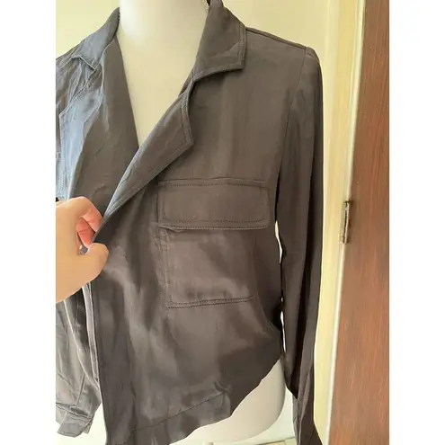 NWT Laurie Felt Dark Gray Tencel Open Front Oversized Cropped Blazer Sz XS