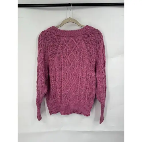 J. Crew Cable Knit Sweater Women XXS Pink Crew Neck Colorful Speckled Preppy