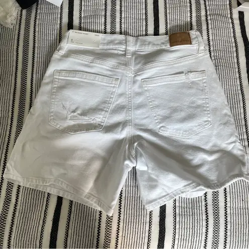 American Eagle  Stretch White Strigid High Rise Relaxed Blue Jean Casual Shorts 0