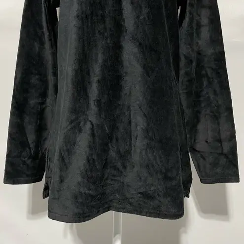New Belle by Kim Gravel Corduroy Collared Pop Over Tunic Top Black Size XXS