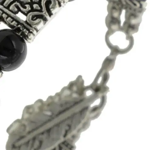 BEADED SILVER & BLACK CHARM BRACELET