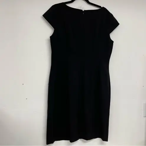 Tahari ASL Black Cap Sleeve Knee Length Sheath Dress Womens 14 Preppy Academia