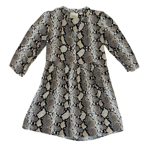 Maeve EUC Anthropologie Juno Snake Print Button Down Long Sleeve Shirt Dress XS