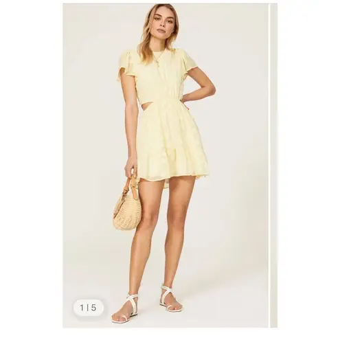 Show Me Your Mumu Merrit Cut Out Mini Dress Yellow Small Short sleeve Floral