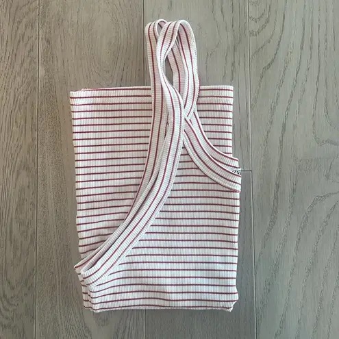 ZARA  Sleeveless Tank Top White Red Stripes Size Large