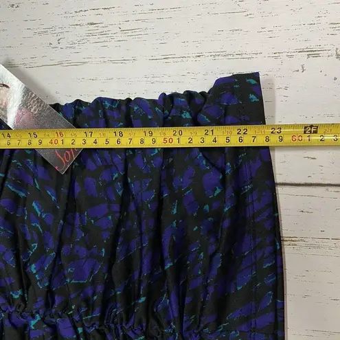 Sofia Vergara Womens Small Purple Black Blue V-Neck Long Sleeve Blouse Chirred