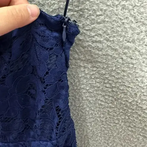 Sam Edelman  Bodycon Dress Womens 8 Blue Lace Overlay‎ Ruched Party Event Y2K