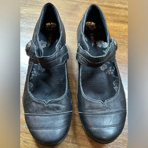 Taos Applause Women’s Leather Black Size 7 Mary Jane Loafer Strap Slip On Shoe