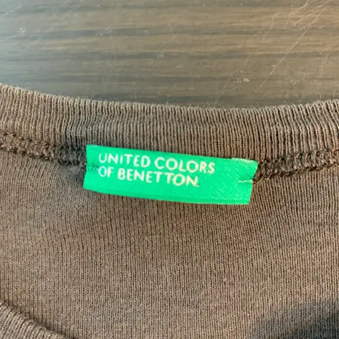 United Colors Of Benetton Long Sleeve T-Shirt Gray Graphic Print Women's Size M