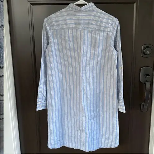 NWT J. Jill Love Linen 100% Linen Striped Roll Tab Sleeve Shirt Dress Petite XS Size undefined
