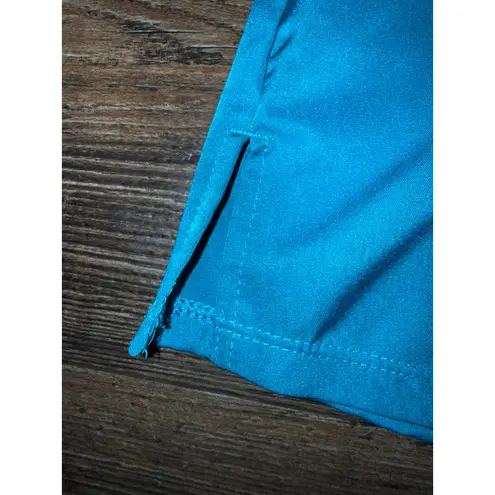 HH WORKS by Healing Hands Teal Scrub Top Short Sleeve Med "Cheers Healing Angel" Blue