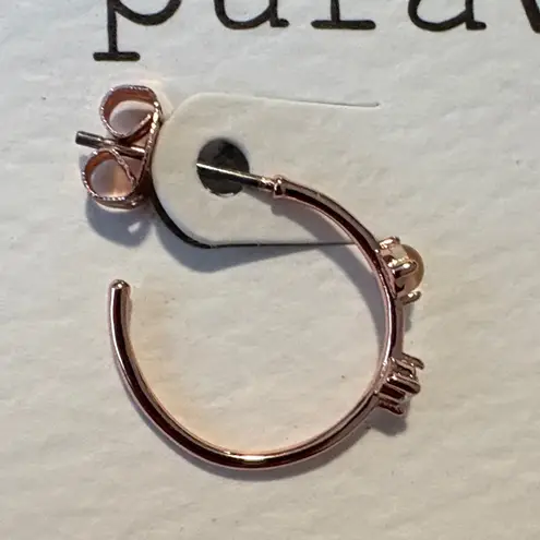 Pura Vida NWT  Rose Gold Hoop Earrings w/ Moonstone and Cubic Zirconia