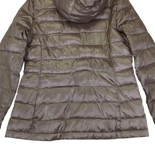 Andrew Marc Packable Lightweight Premium Down Puffer Jacket Gold Metallic Small