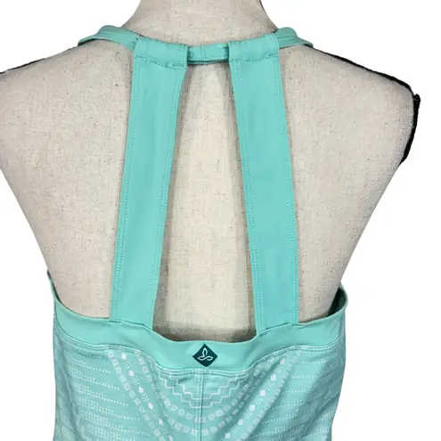 prAna Large Cantine Halter Dress Wicking Shelf Bra Padded Stretch Geometric