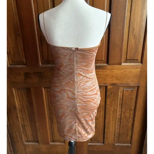 Meshki Mia Orange Brown Mesh Bodycon Mini Dress Women's Size Medium Sexy