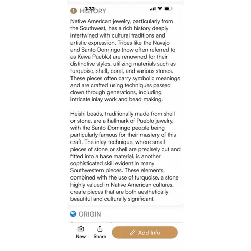 Native American Liquid Sterling Turquoise & Heishi Bead Necklace Vintage #027