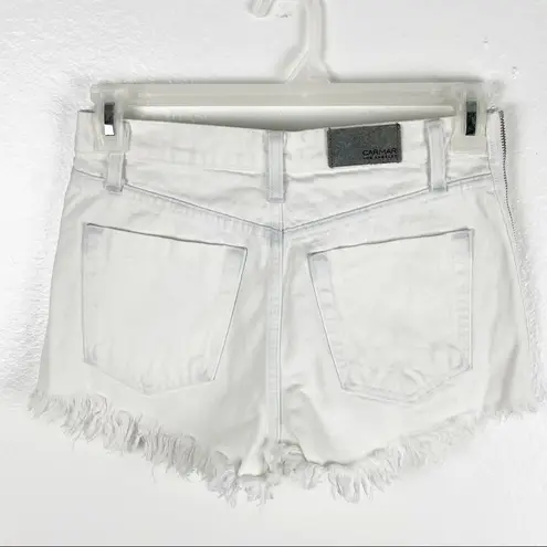 CARMAR Titania White Wash Side Zipper Frayed Hem High Waist Button Fly Size 26