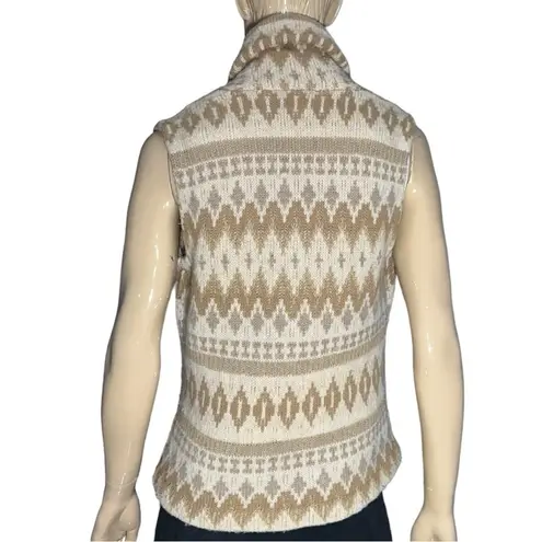 Ralph Lauren Women’s Size M Southwestern Aztec Cream Tan Horn Wool Sweater Vest Size M