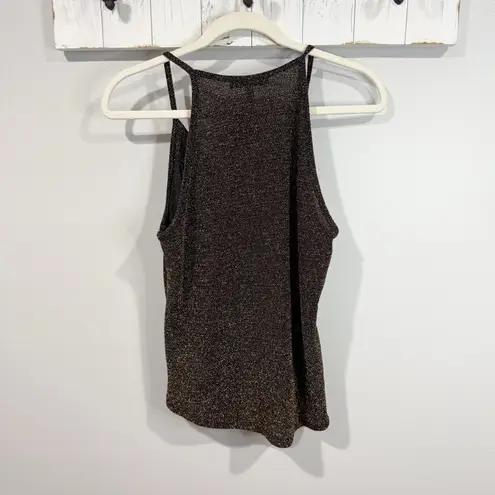 Anthropologie Eri + Ali Encore Shine Metallic Cami Top Gold Size S NWT Black