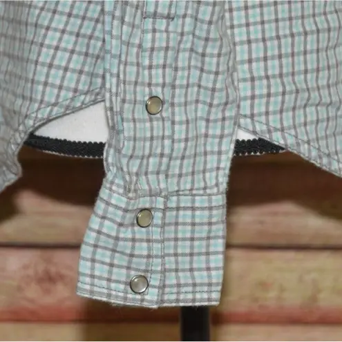 Old Navy  Plaid Pearl Snap Shirt Size M Lightweight Flannel Cowgirl Western Rodeo