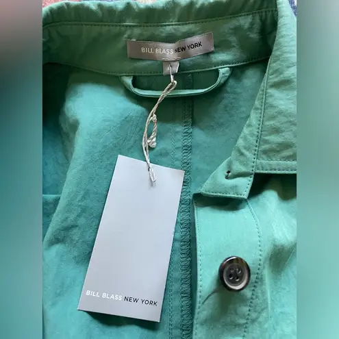 Bill Blass Sage Green Taffeta Button Front Belted Midi Dress Size 0 NWT