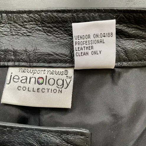 Newport News Vtg Jeanology Collection Womens 6P Bootcut 100% Leather Black Pants