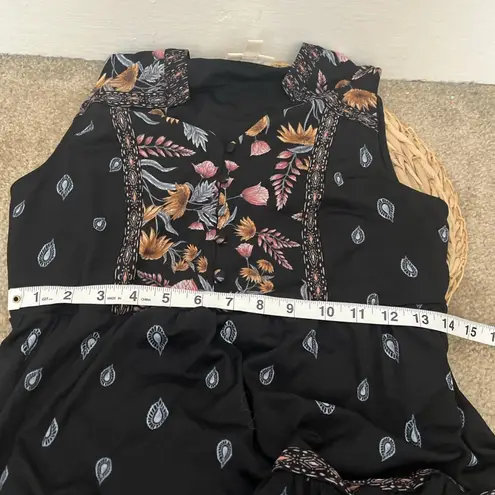 Style And Co Bohemian Dark Prairie Dress PS Midi Floral Navy Ranch Peasant New Black Size undefined