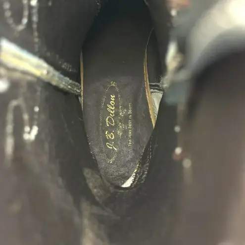 J.B. Dillon Calf Pointed Toe Black Gold Cowhide Leather Western Cowboy Boots 7.5