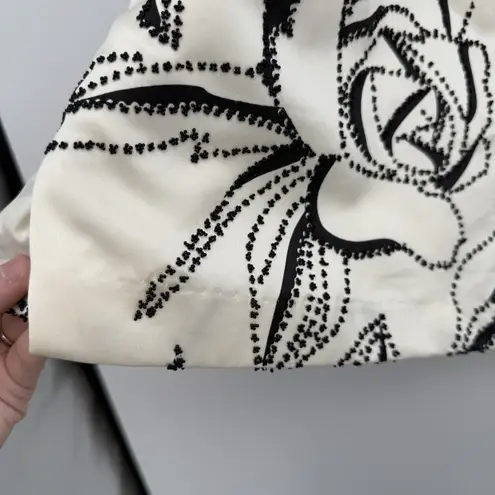 Donna Ricco Petite Cream & Black Floral Beaded Mini Skirt Formal Plus 18WP