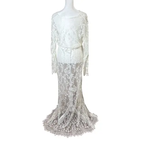 VTG White Lace Robe Bridal Boudoir Maternity Gown Romantic Feminine Victorian OS Size undefined