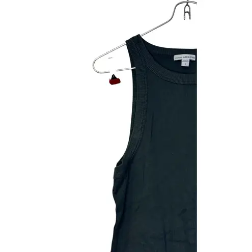 James Perse Women's Tank Top Ribbed Scoop Neck Sleeveless Stretch Cotton Green 1