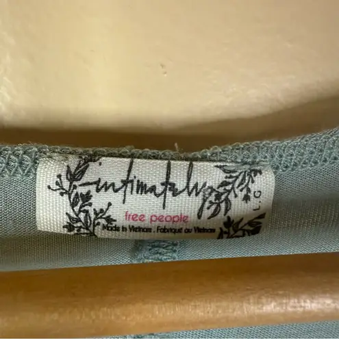 Free People Intimately Size Large Boxy Blue Distressed Crop Top Scoop Neck SOFT