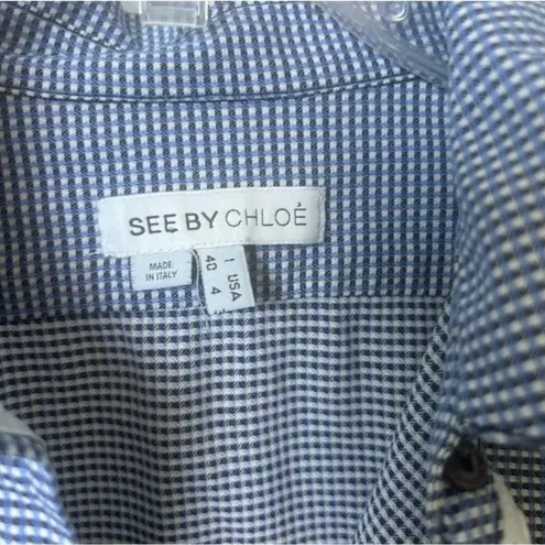 See By Chloe preppy blue and white checkered ladies blouse size 4 US yacht