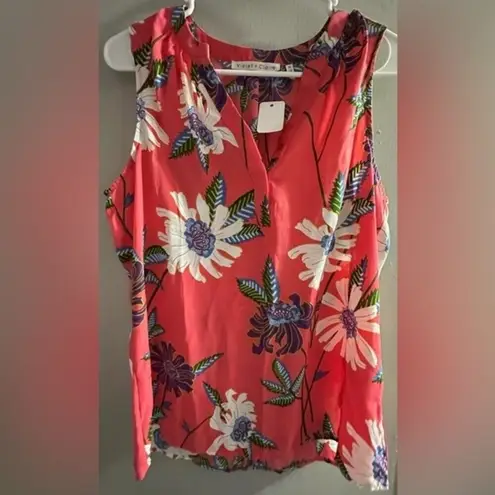 Violet+Claire Floral Print MultiColored Coral Sleeveless Top Size M