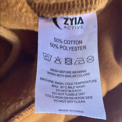 Boxy Brown Cropped Hoodie with ZYIA White Graphic