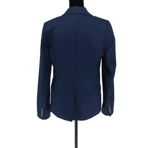 J. Crew Womens Cotton Blend Notch Lapel Long Sleeves Blazer Navy Blue Size 6