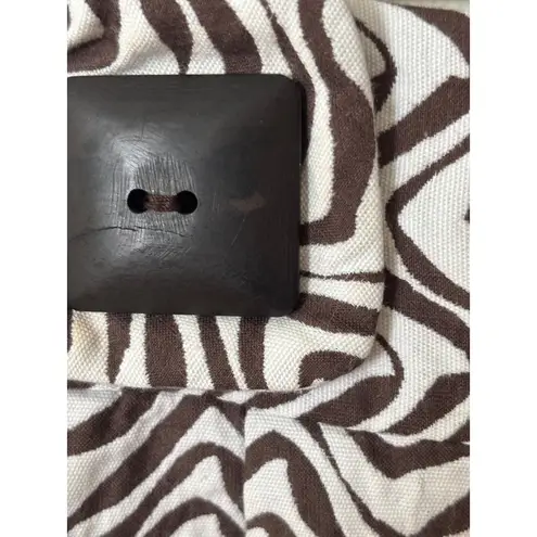 Milly of New York Brown & White Zebra Print Mini Skirt with Wooden Buttons Size M