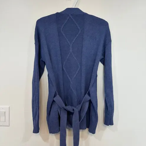 L'Agence  Mica Cardigan Sweater Cotton Blend Cable Knit Waist Tie Oversized