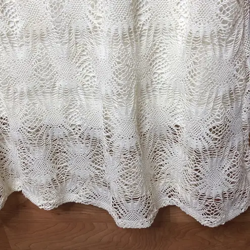Crochet Cream Lace Blouse with Liner short Sleeves Size M