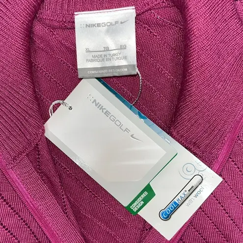 Nike  Golf NWT Size XL Purple Cool Max Wool Blend Zip Front Sweater Cardigan Top