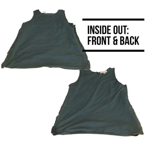 Loft  GREEN JERSEY KNIT TUNIC W/CHIFFON LAYERED RUFFLE FRONT  (LM) thumbnail 8