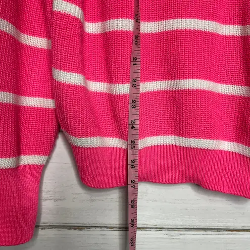 Jess Lea Jameson Quarter Zip Sweater Pink White Stripe Size Large
