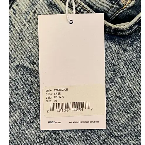 Edwin Bree Mid Rise Slim Skinny Denim Raw Hem Jean in Cosmic Size 25 x 26 NWT Blue