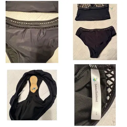 Beachsissi Women’s Tankini set - NWT NEW - black lace - size Large