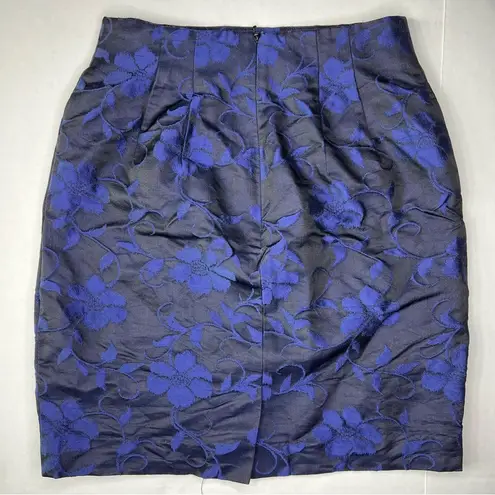 Dana Buchman Dana Buchanan petite floral silk vintage pencil skirt black & blue size 2 P