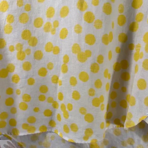 John Mark 100% Linen Yellow Polka Dot Button-Back Blouse PM Petite Medium - Image 3