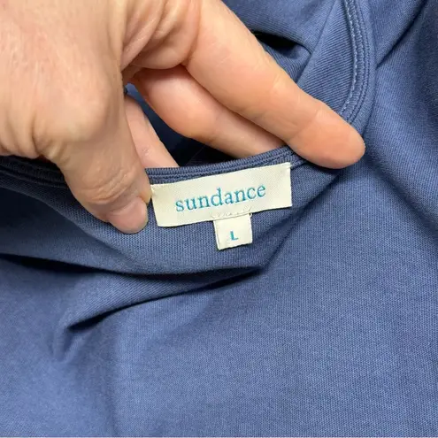 Sundance Always Right Dress Faux Wrap Womens Size L Blue Cotton Modal Midi