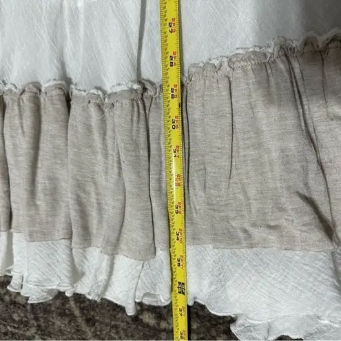 Mystree Women’s Size M Tan Cream Colorblock Layered Gauzy Long Maxi Skirt